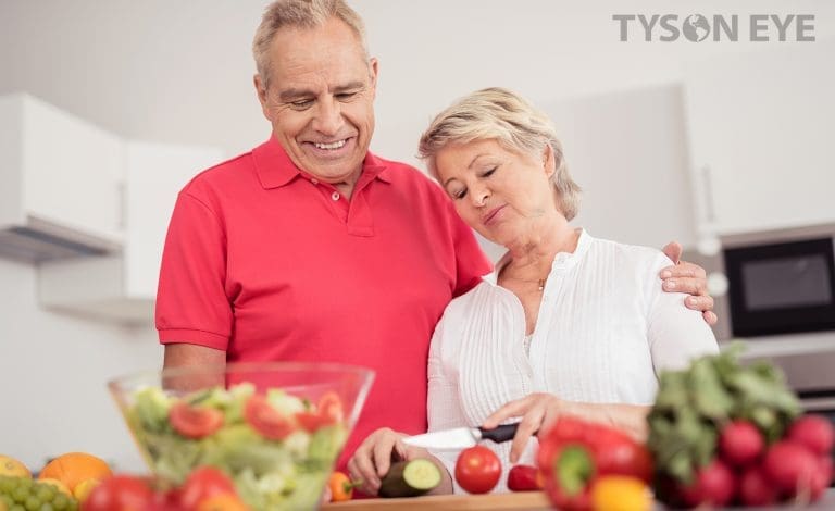 couple cooking dinner together