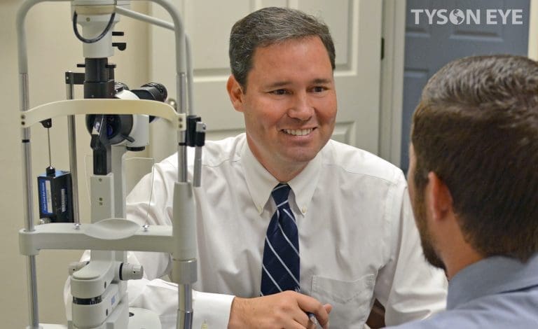 tyson giving an eye exam