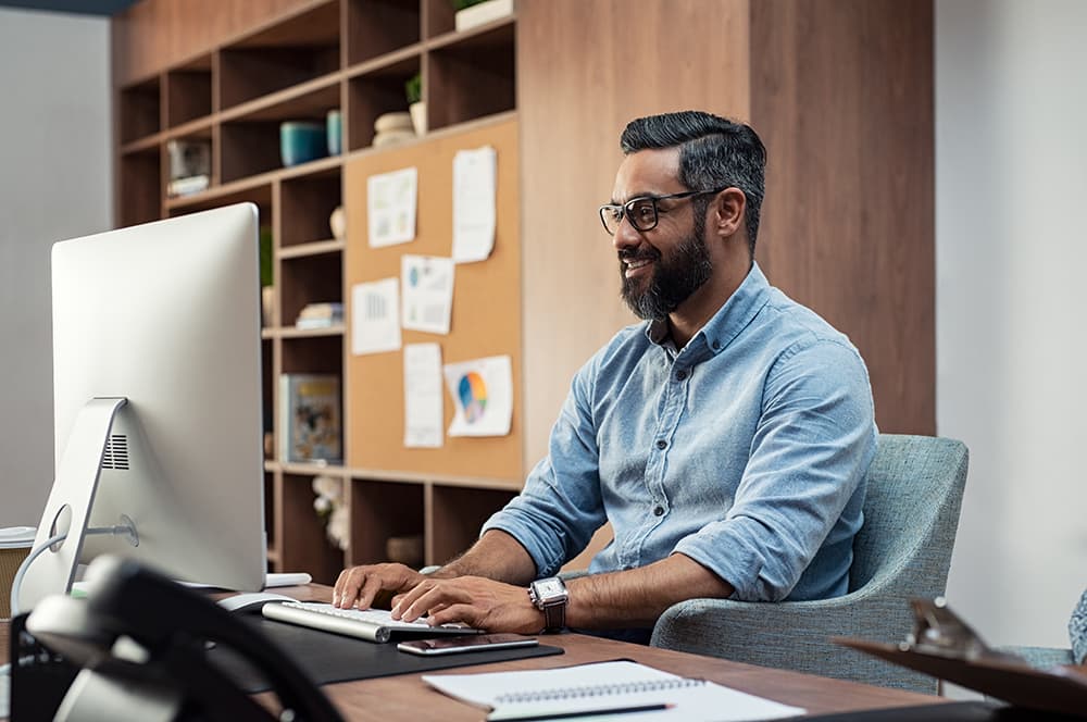 A man working at a computer