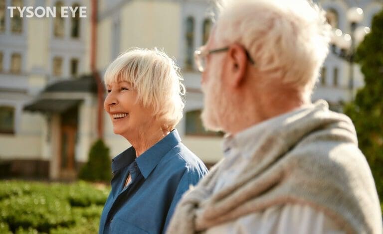 a couple sitting together outside understanding the causes and symptoms of glaucoma